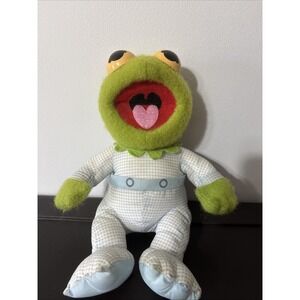 Hasbro Muppet Babies Softies Plush Baby Kermit, Pampers, 1984 Vintage, 80s, Cute
